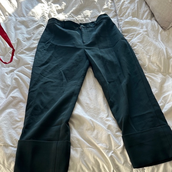 Club Monaco Dark Green Wide-Leg Pants - Picture 1 of 6